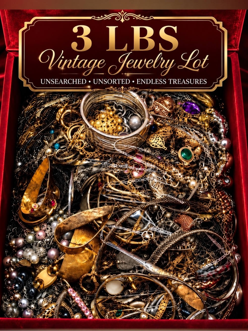3 LB Unsearched Unsorted Organic Jewelry Pull Vintage Modern Treasure Lot